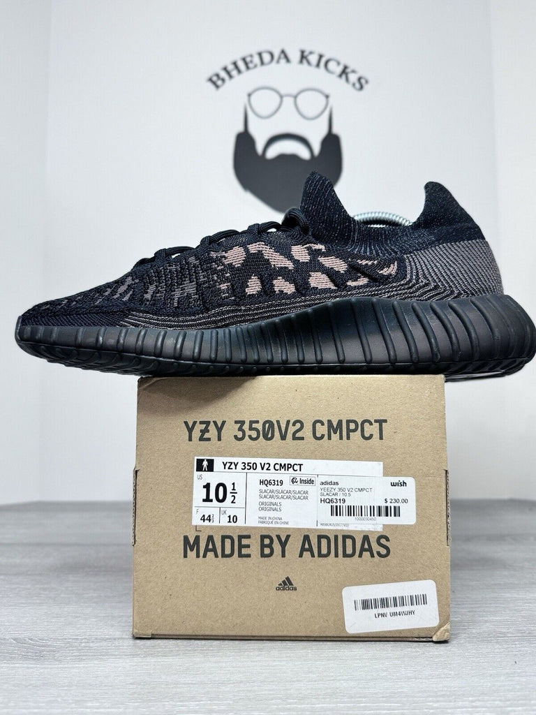 Size 10.5 - Adidas Yeezy Boost 350 V2 CMPCT Slate Carbon HQ6319 Preowned