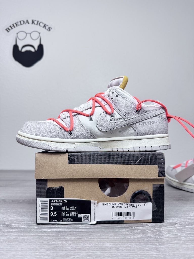 Size 8 - Off-White x Dunk Low ‘Lot 11 of 50’ Preowned DJ0950-108 Authentic