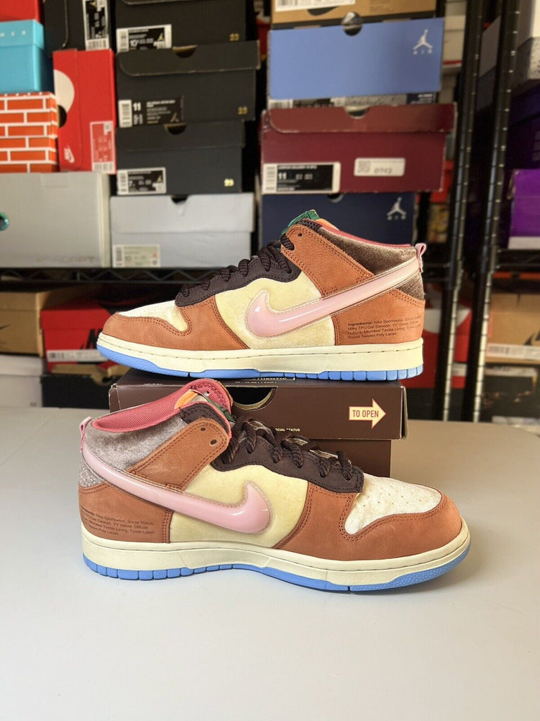 Nike Dunk Mid Social Status Chocolate Milk Size 7.5 Mens DJ1173-700 Rare Og