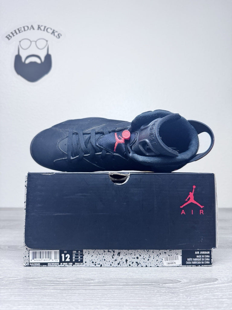 Size 12 - Air Jordan 6 Retro Infrared Black Mens Preowned 384664-060 Rare