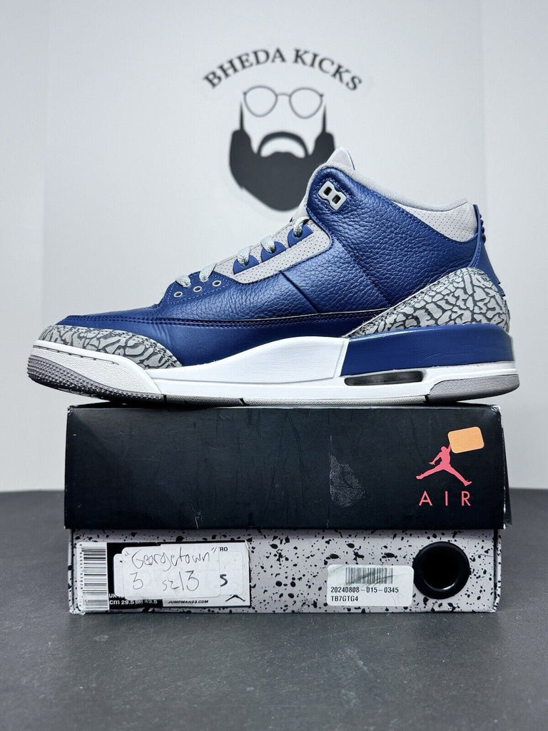 Jordan 3 Retro Georgetown Blue CT8532-401 Og Authentic Sneaker Men’s Size 13