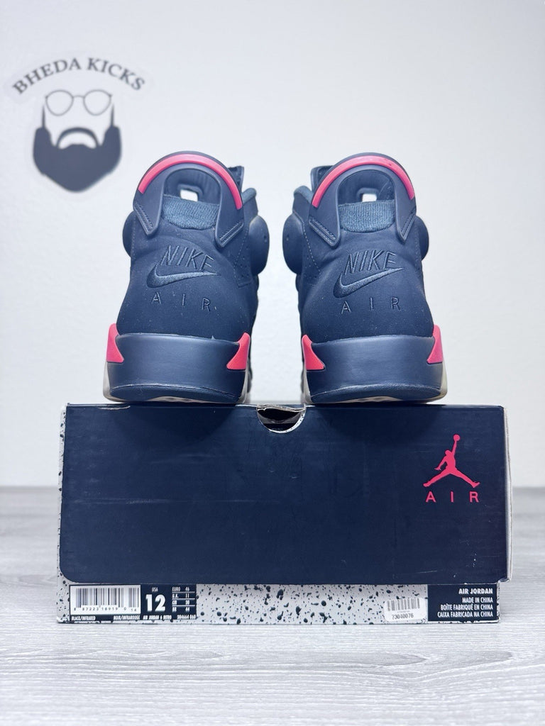 Size 12 - Air Jordan 6 Retro Infrared Black Mens Preowned 384664-060 Rare