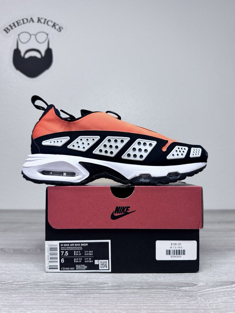 Size 7.5W/6M - Nike FZ2068-800 Women's Air Max SNDR Safety Orange Black New