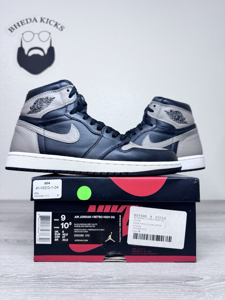 Size 9 - Jordan 1 Retro OG High Shadow 555088-013 Black White Authentic Worn 1x