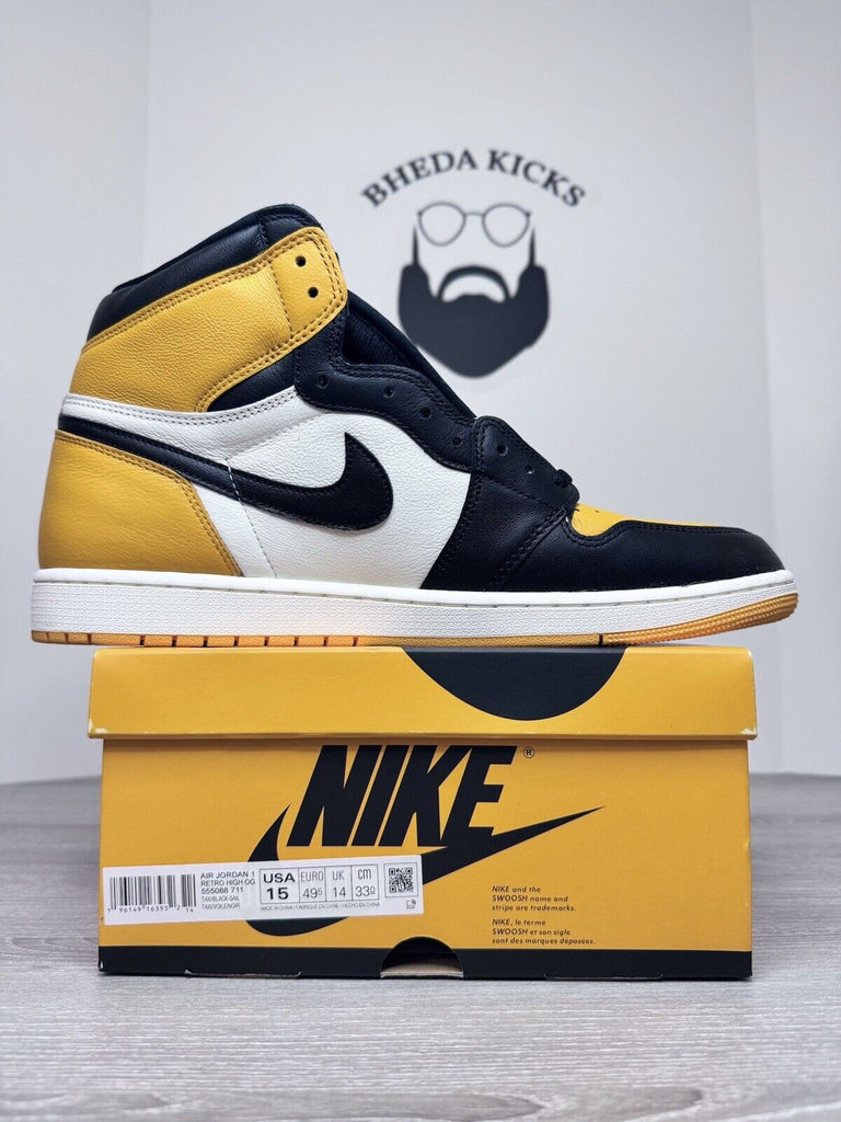 Size 15 - Nike Air Jordan 1 Retro High OG Taxi Yellow Toe 555088-711 NEW DS