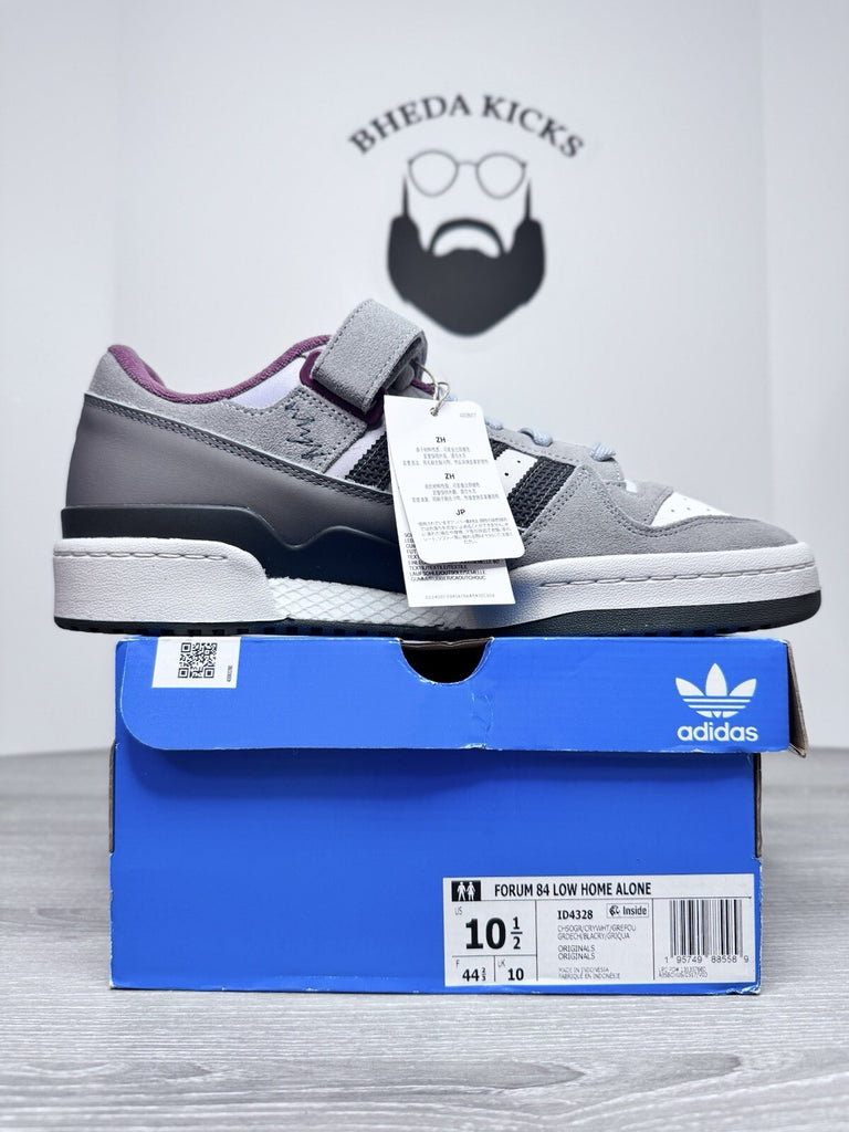 Size 10.5 - Adidas Forum 84 Low Home Alone 2 Shoes Grey Black ID4328 Mens NEW DS
