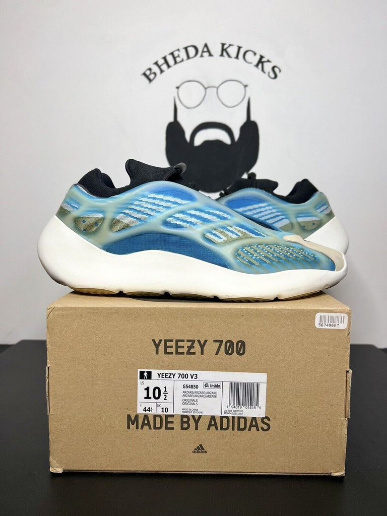 Adidas Yeezy 700 V3 Arzareth Size 10.5 G54854 Black Blue Preowned Og Rare