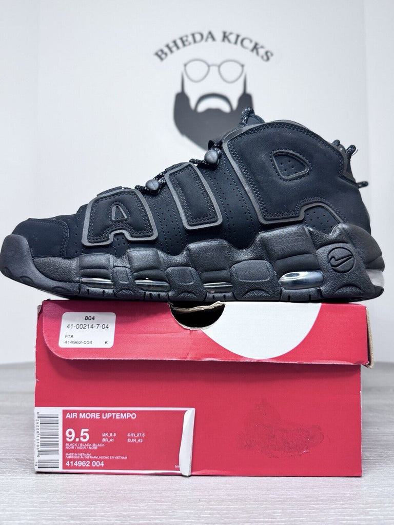 Size 9.5 - Nike Air More Uptempo Reflective Black Men's Shoes 414962-004