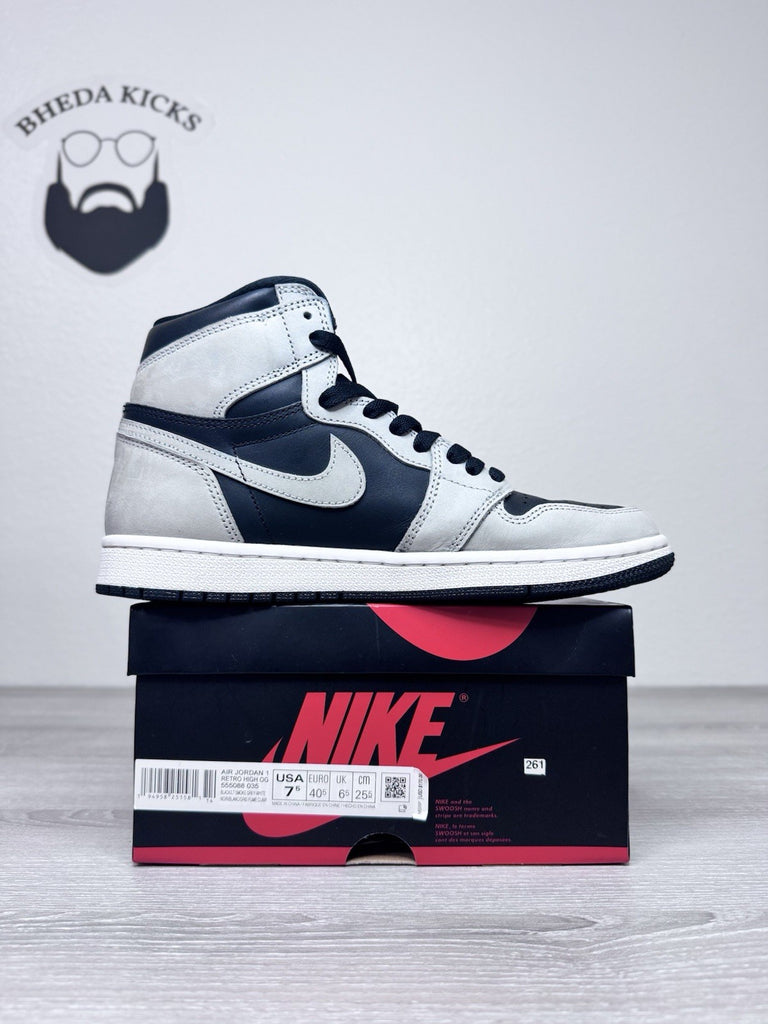 Size 7.5 - Nike Air Jordan 1 Retro High Shadow 2.0 Grey Black 555088-035