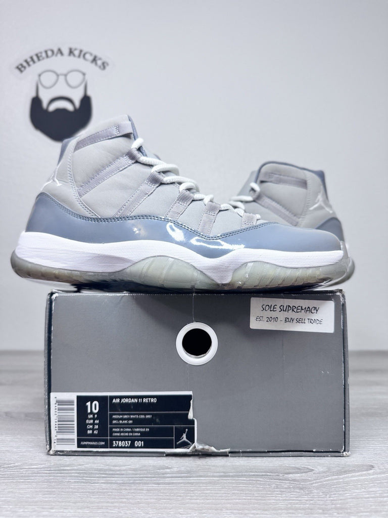 Size 10 - Nike Air Jordan 11 XI Retro Cool Grey 2010 Grey White 378037-001 PADS