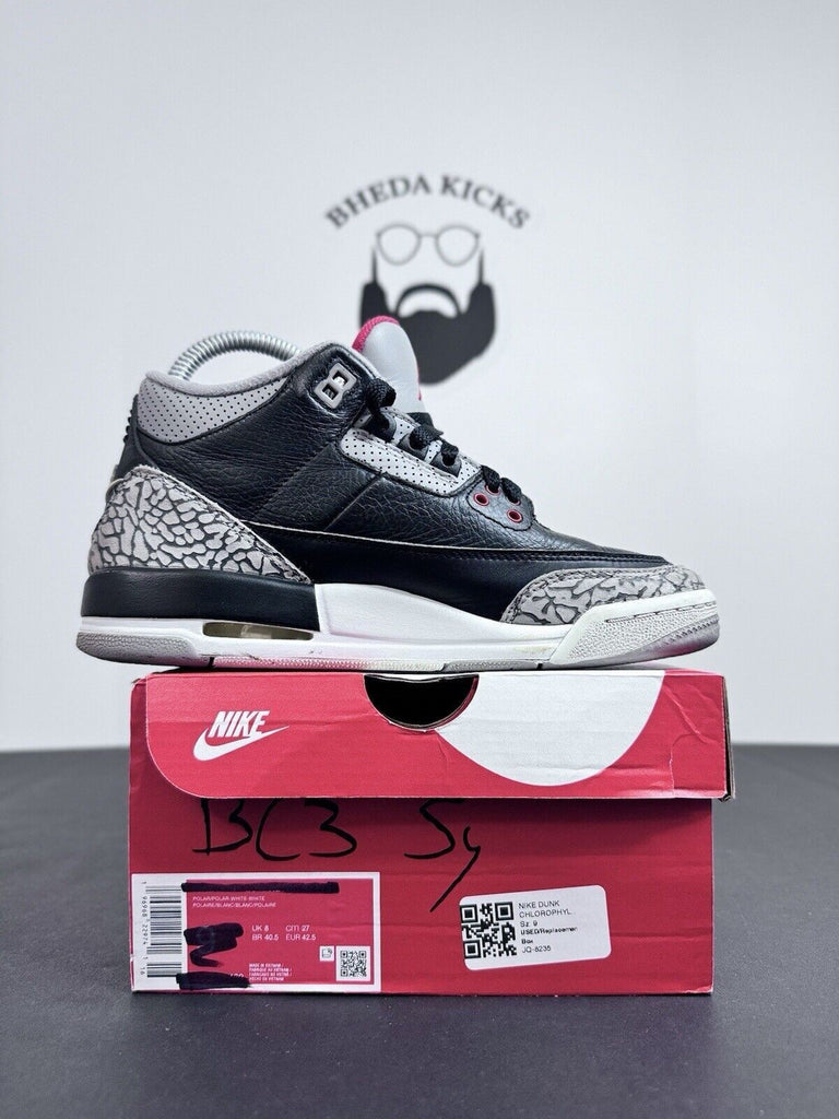 Nike Air Jordan Retro 3 Black Cement 854261-001 2018 Preowned GS Youth Size 5Y