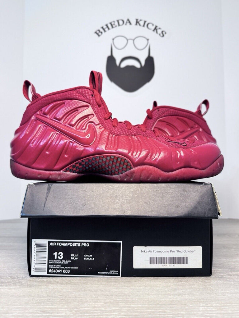 Size 13 - Nike Air Foamposite Pro Gym Red October 624041-603 Preowned