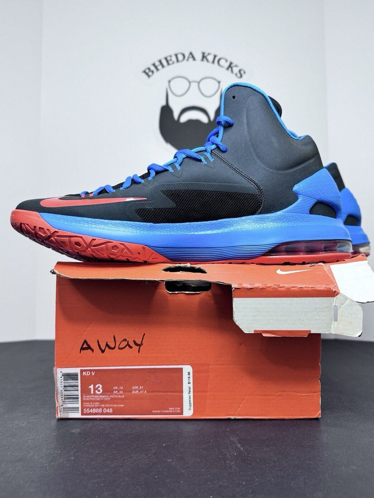 NEW DS Nike KD 5 Thunder Away Black Blue Orange 554988-048 Men’s Size 13