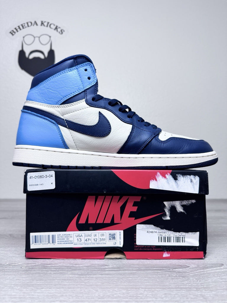 Size 13 - Nike Air Jordan 1 Retro OG High Obsidian UNC 2019 Authentic Preowned