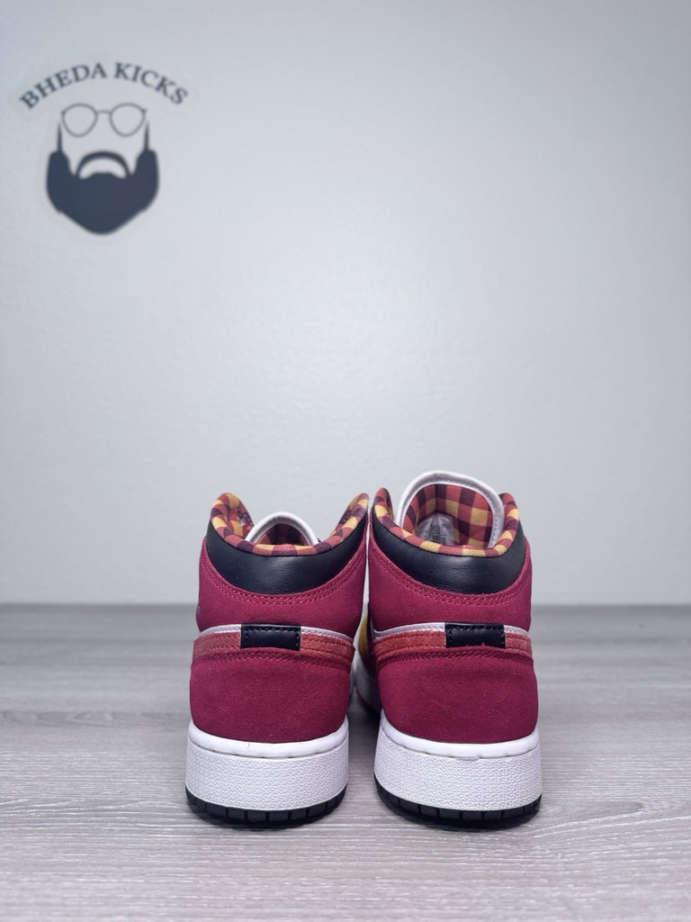 Size 5.5y - DX2460-601 Air Jordan 1 Mid SE Retro Picnic Paprika Cinnabar Black