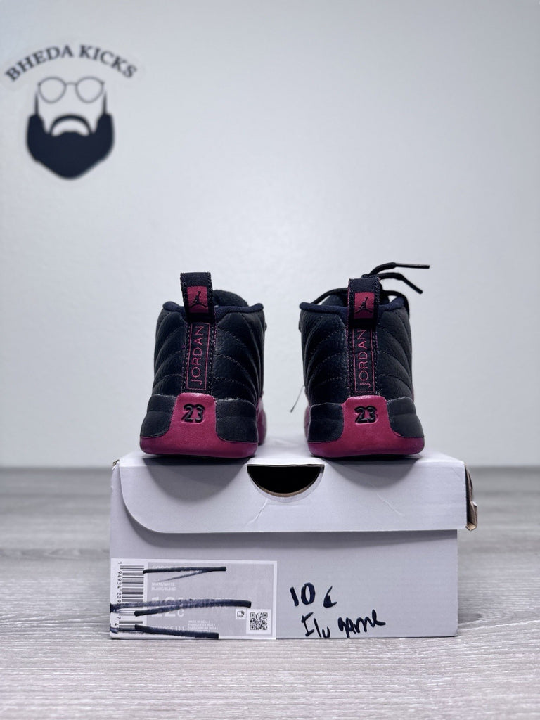 10C Nike Air Jordan 12 Retro Flu 2016 TD 850000-002 Toddler's Black Red Sneakers