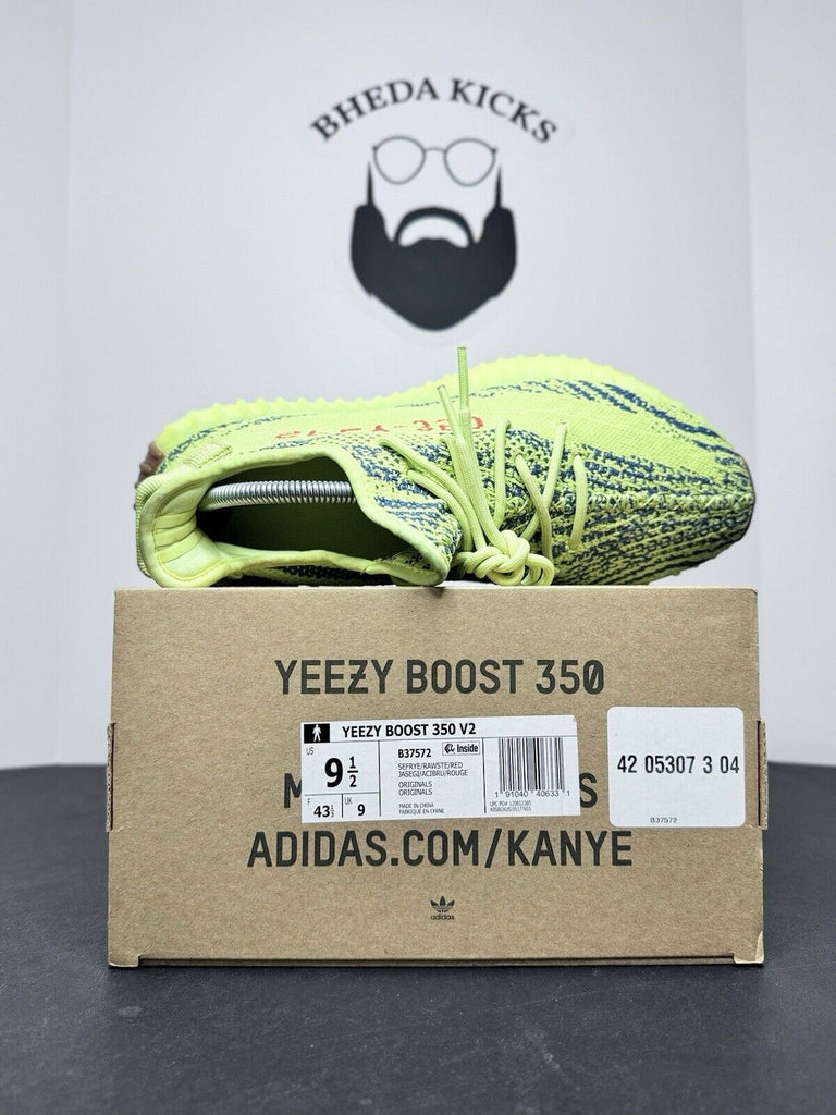 Adidas Yeezy Boost 350 V2 Semi Frozen Yellow Green B37572 Men’s Size 9.5