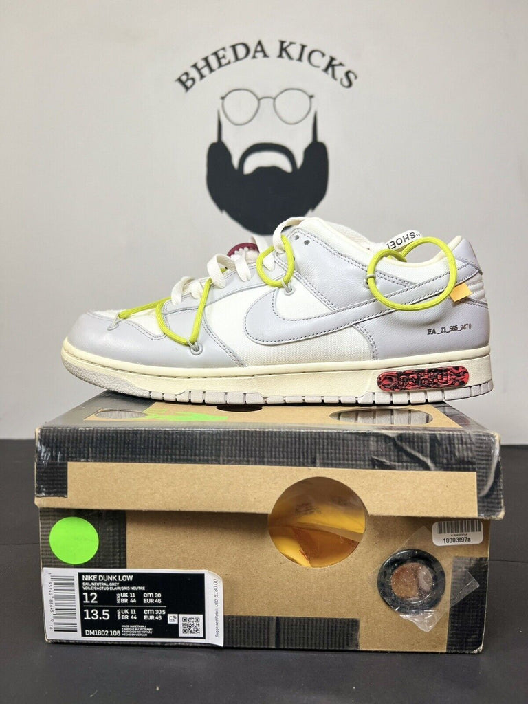 Nike Off-White x Dunk Low Lot 08 of 50 Size 12 DM1602-106 Og Preowned Rare