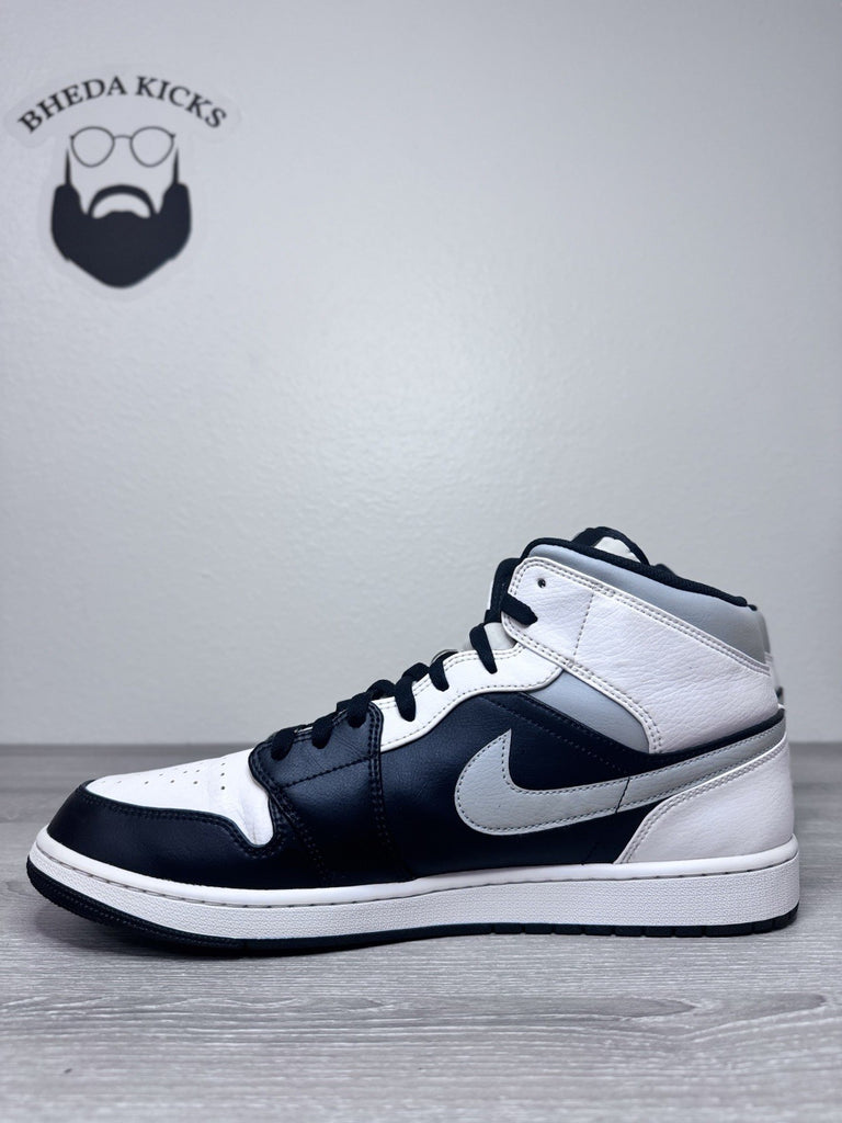 Size 15 - Nike Air Jordan 1 Mid Black White Lt Grey Sneakers 554724-073 Men’s