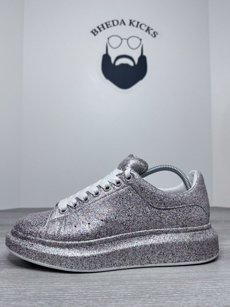 Size 42 EU (9 Mens) - Alexander McQueen Leather Silver Glitter Sneakers