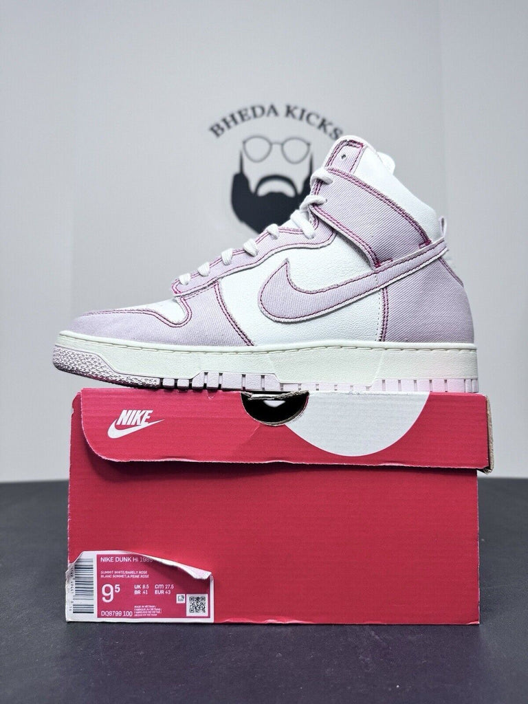 NEW DS Nike Dunk Hi 1985 Barely Rose Pink Denim Summit White DQ8799-100 Size 9.5