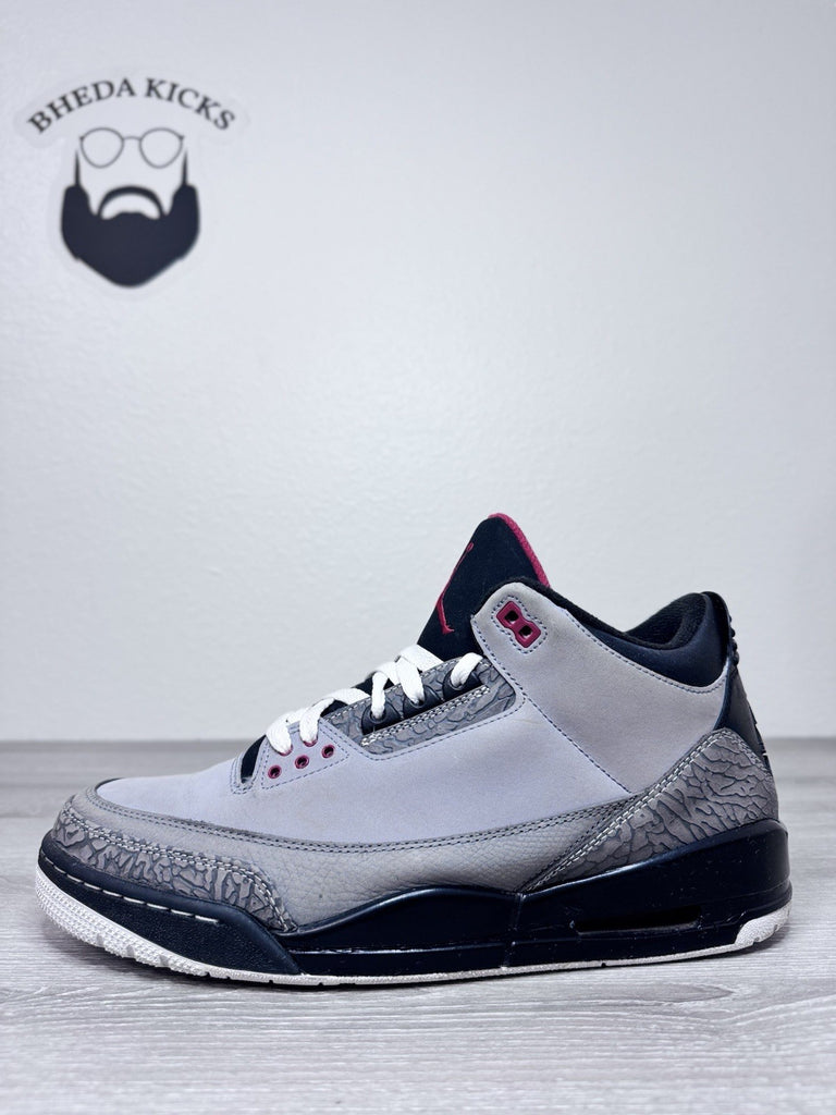Size 12 - Air Jordan 3 Retro Stealth 136064-003 Gray Black Red Men’s Preowned