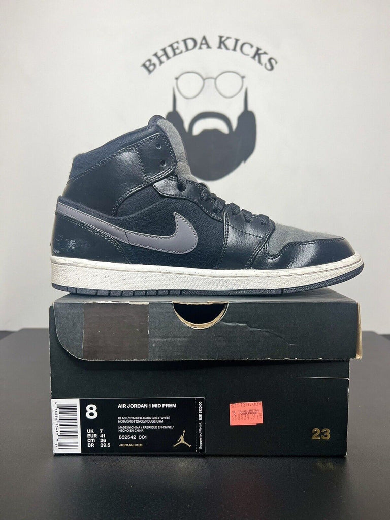 Jordan 1 Mid SE Black Gray Men’s Size 8 852542-001 Preowned Men’s Sneaker