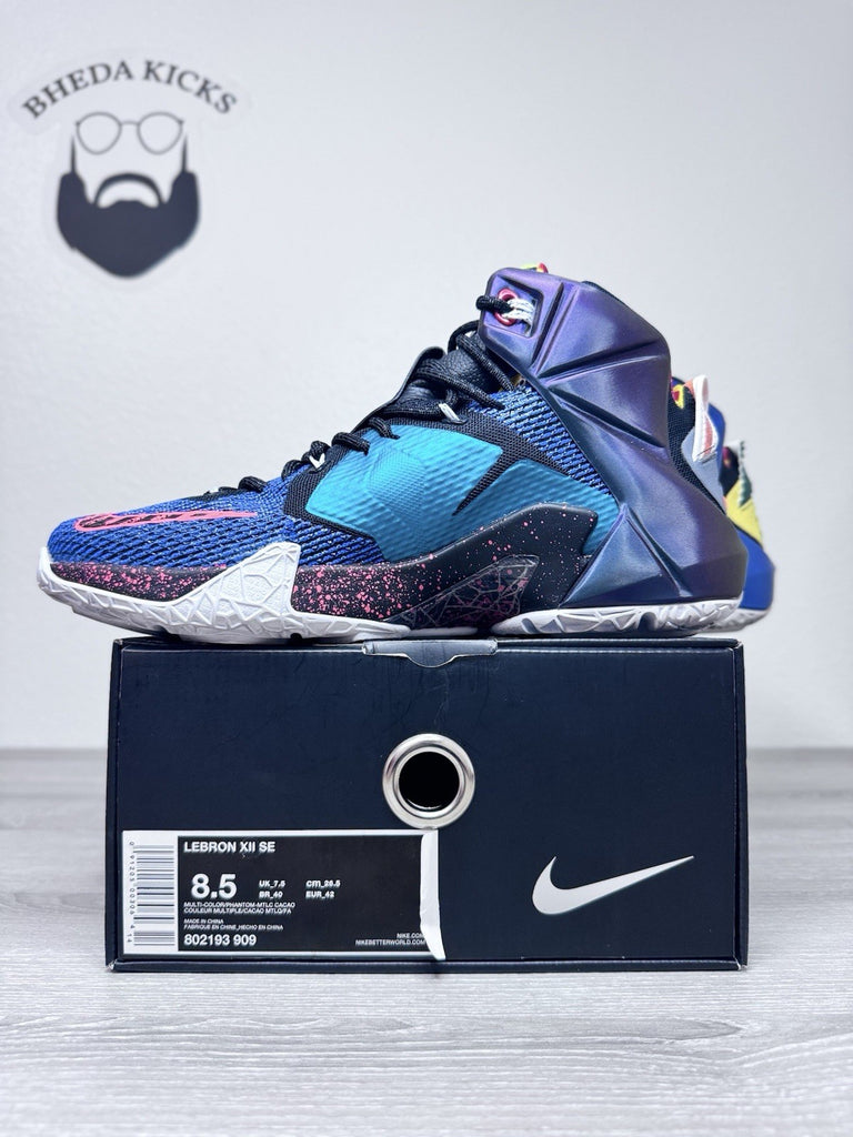 Size 8.5 - Nike LeBron 12 XII SE What The 2015 Multi-Color 802193-909 Preowned