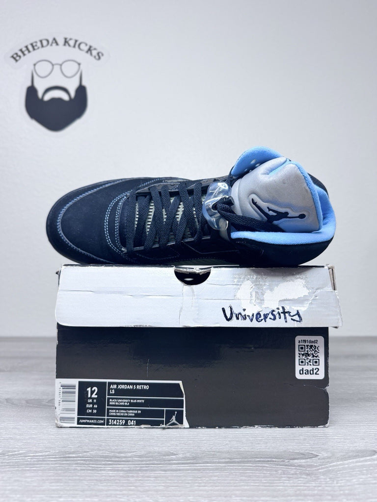 Size 12 - Nike Air Jordan LS Retro 5 V Black University Blue 314259-041 Preowned