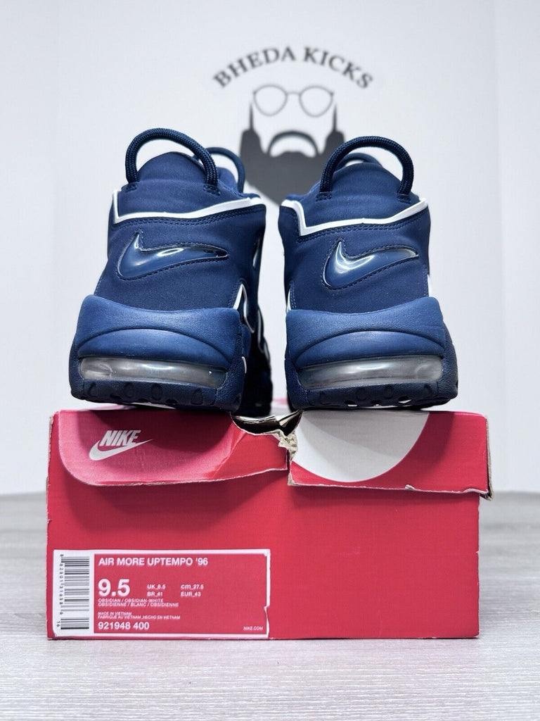 Size 9.5 - Nike Air More Uptempo '96 Obsidian Navy White 921948-400 CLEAN