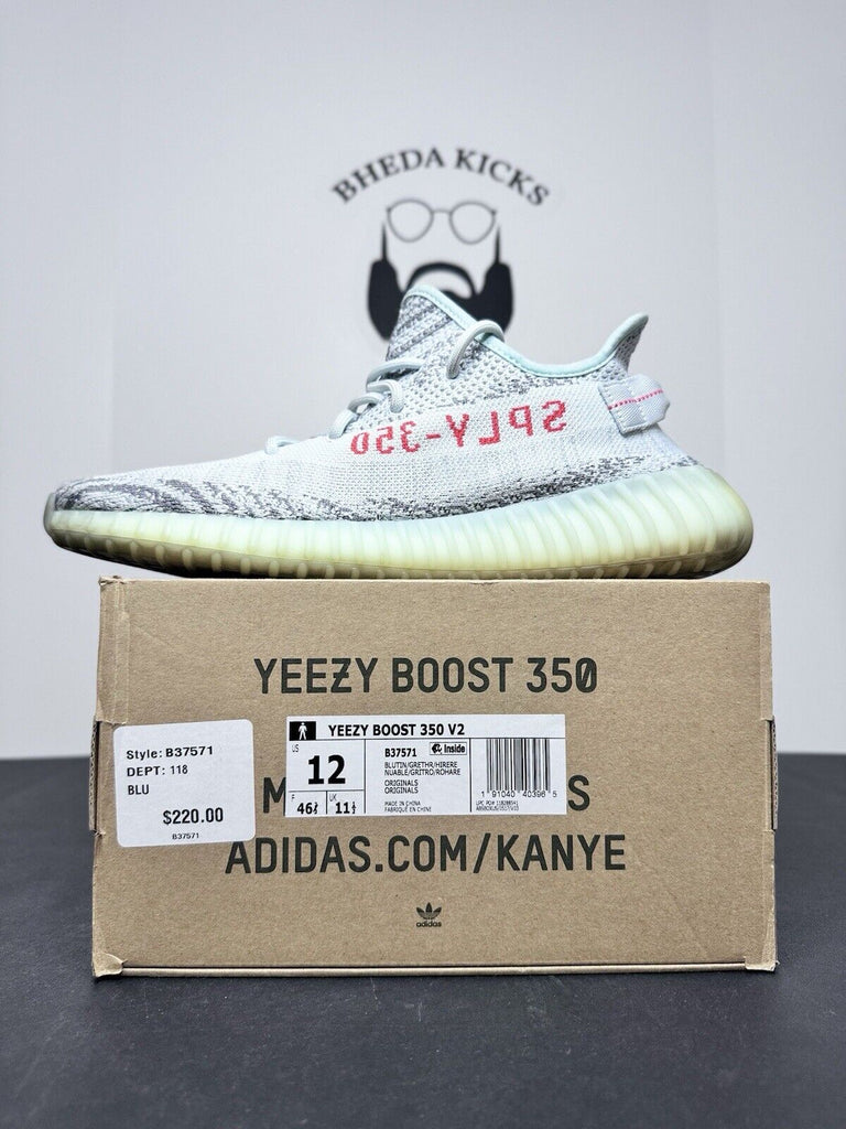 Adidas Yeezy Boost 350 V2 Low Blue Tint B37571 Preowned Og Men’s Size 12