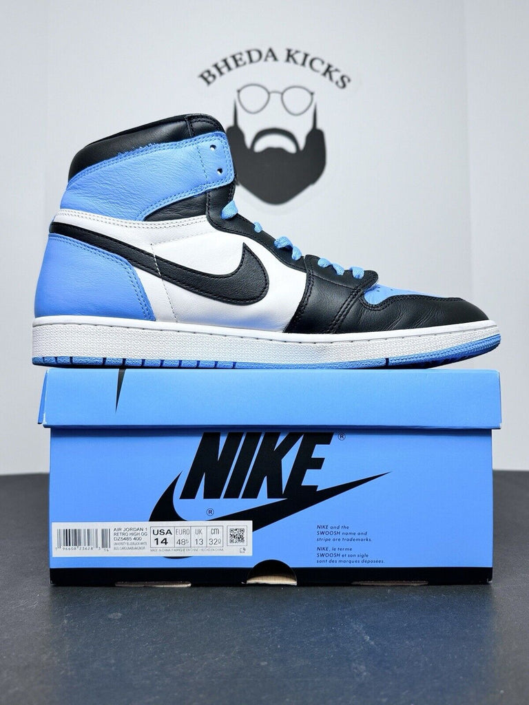 Jordan 1 Retro OG High UNC Toe DZ5485-400 Black Blue Preowned Men’s Size 14