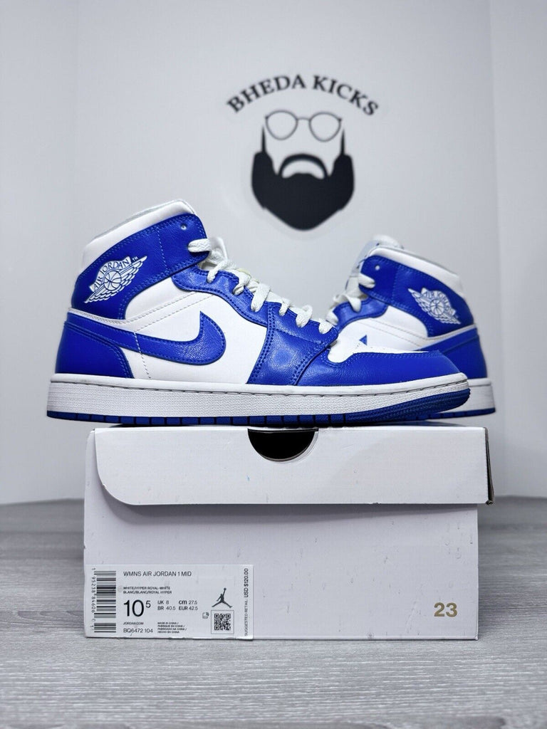 Size 10.5W (9 Men’s) - Nike Air Jordan 1 Mid Kentucky Blue BQ6472-104 Preowned