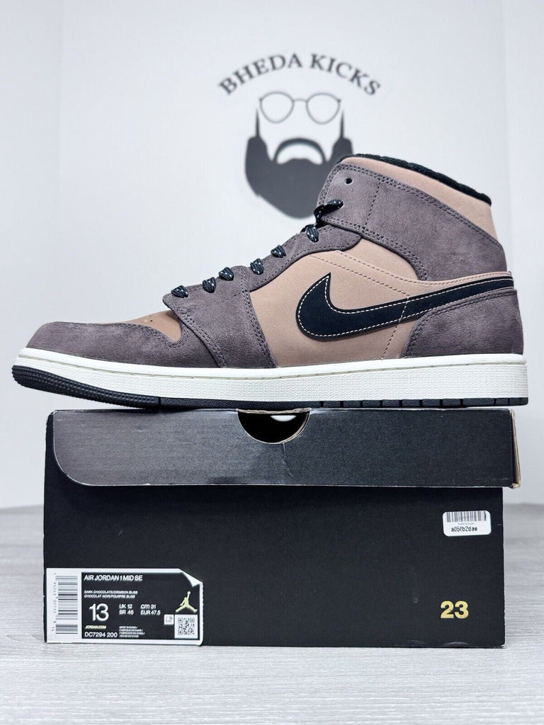 Size 13 - Air Jordan 1 Mid SE Dark Chocolate (DC7294-200) Preowned Og