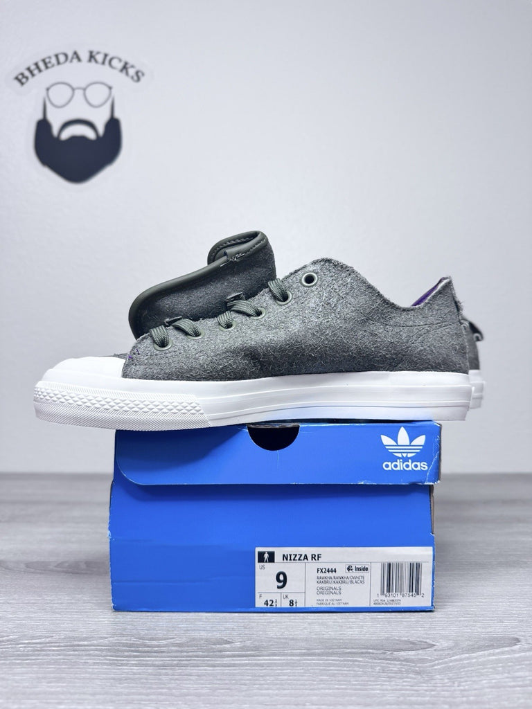 Size 9 - Adidas Nizza RF Low Retro Shoes Green Leather Canvas Sneakers FX2444 DS