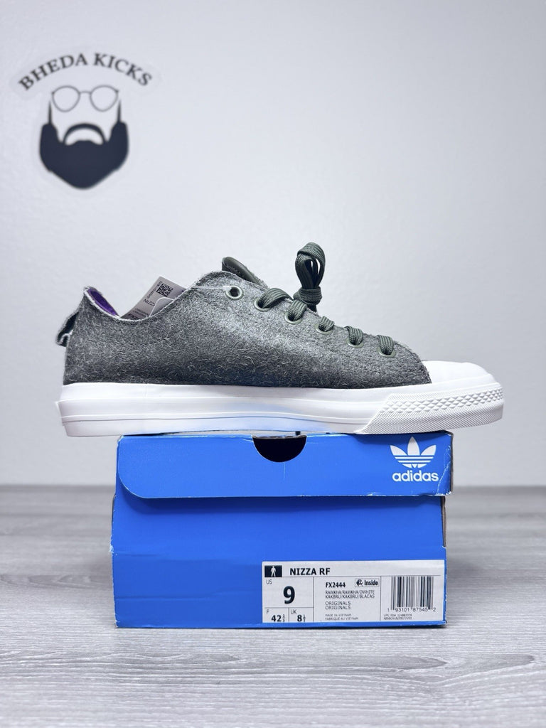 Size 9 - Adidas Nizza RF Low Retro Shoes Green Leather Canvas Sneakers FX2444 DS