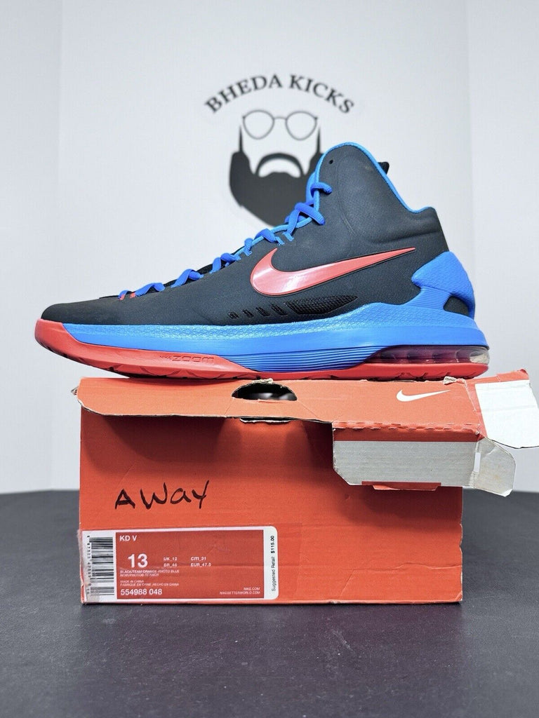 NEW DS Nike KD 5 Thunder Away Black Blue Orange 554988-048 Men’s Size 13