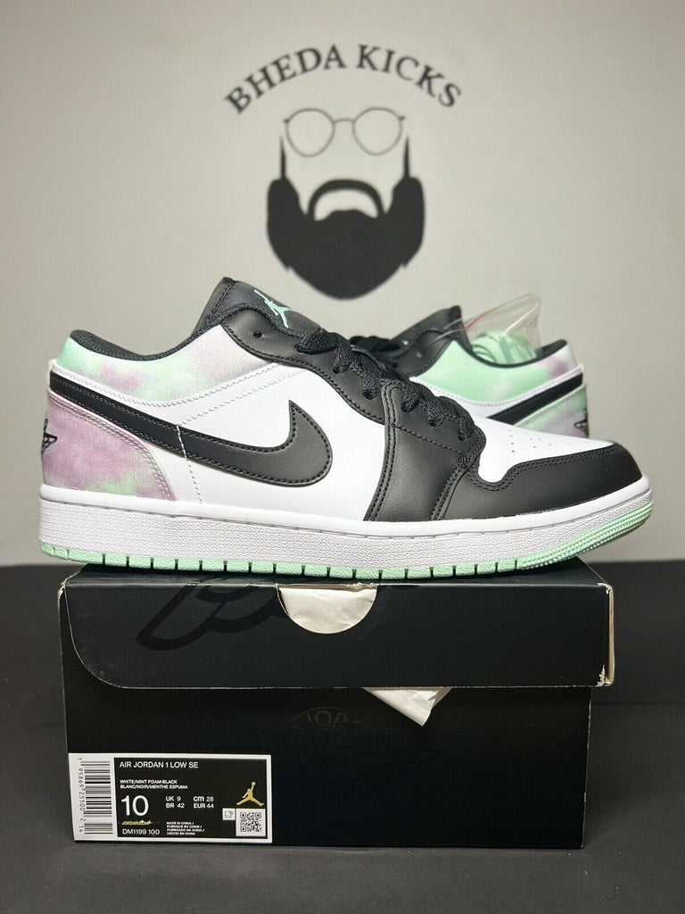 Air Jordan 1 Low SE 'Tie-Dye' White Mint Foam Black DM1199-100 Brand New Sz 10