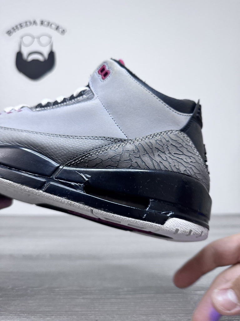 Size 12 - Air Jordan 3 Retro Stealth 136064-003 Gray Black Red Men’s Preowned