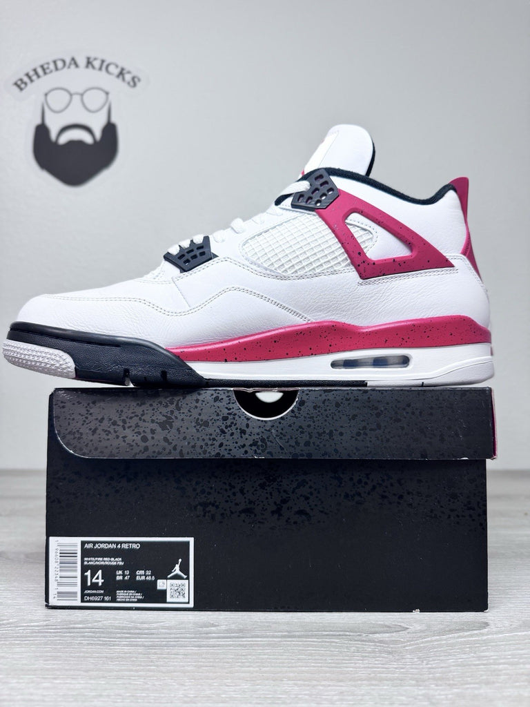 Size 14 - Nike Air Jordan 4 Retro White Fire Red Black DH6927-161 Red Cement