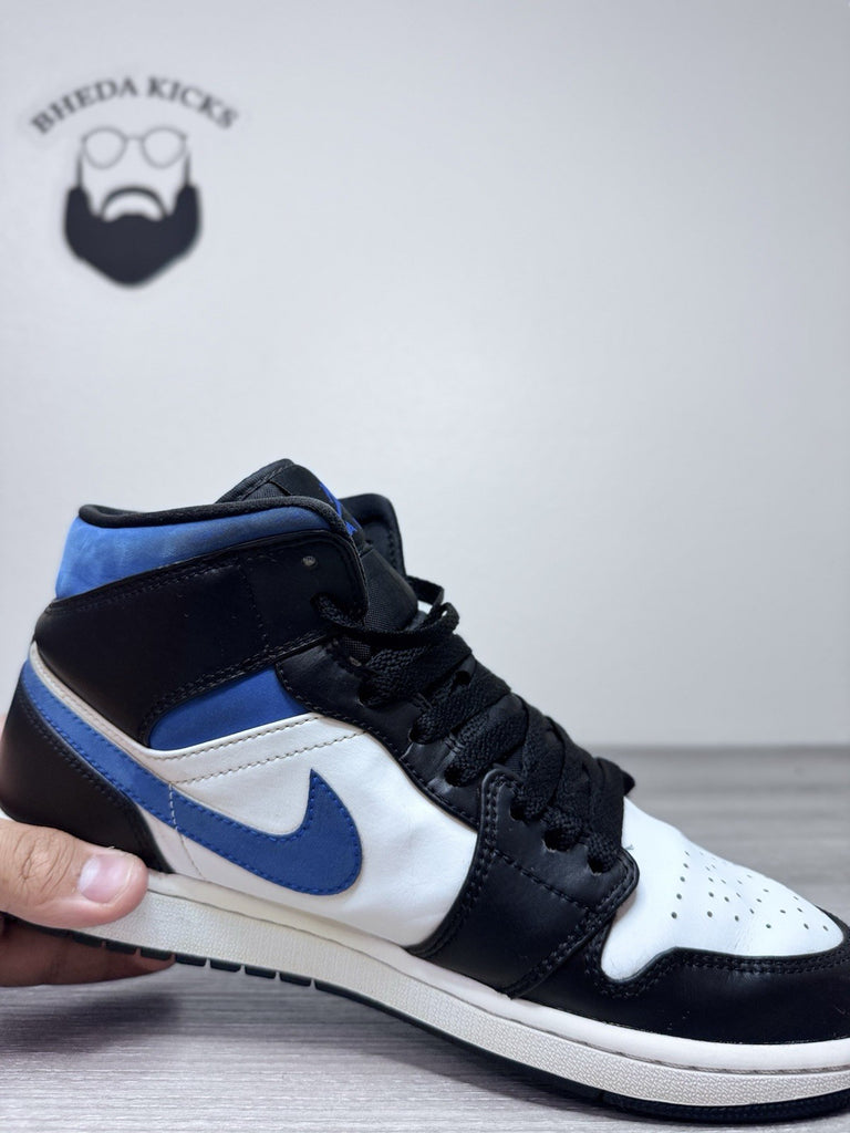 Size 9.5 - Nike Jordan 1 Mid White Black Racer Blue Men's Sneakers 554724-140