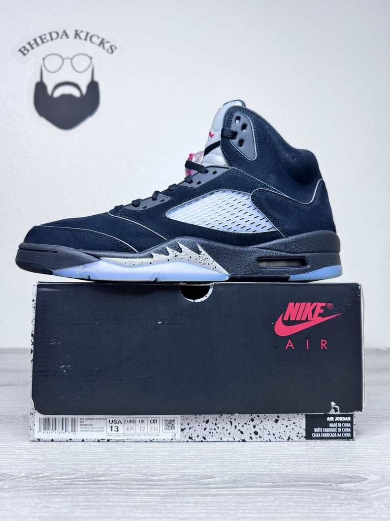 Size 13 - Air Jordan 5 Black Metallic Reimagined Sneakers HF3975-001 Preowned