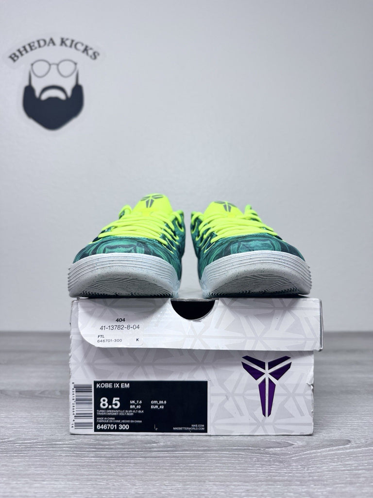 Size 8.5 - Nike Kobe 9 EM Easter Volt 2014 646701-300 Black Mamba Basketball