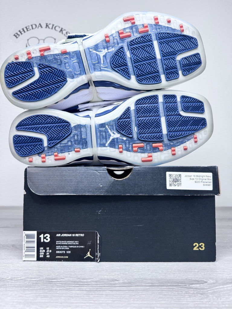 Size 13 - Air Jordan 16 Retro 2016 Midnight Navy 683075-106 Preowned Authentic