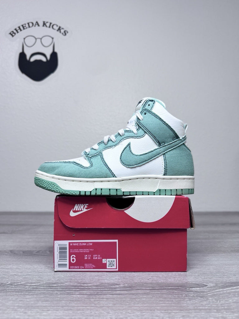 Size 6W - Nike Dunk 1985 High Green Denim DV1143-300 Authentic Worn Once
