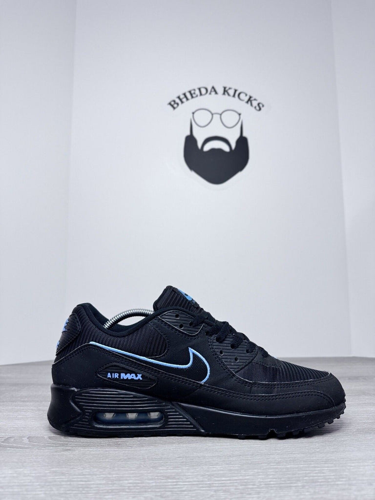 Size 11 - Nike Air Max 90 Black University Blue FJ4218-001 Preowned Authentic