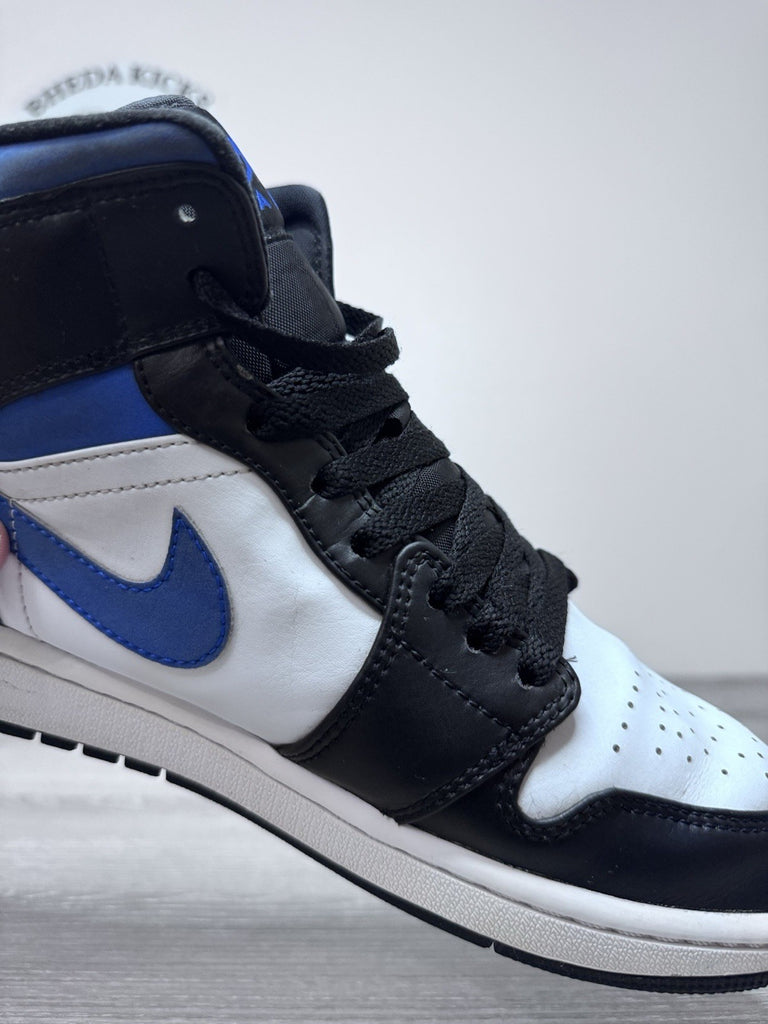 Size 9.5 - Nike Jordan 1 Mid White Black Racer Blue Men's Sneakers 554724-140