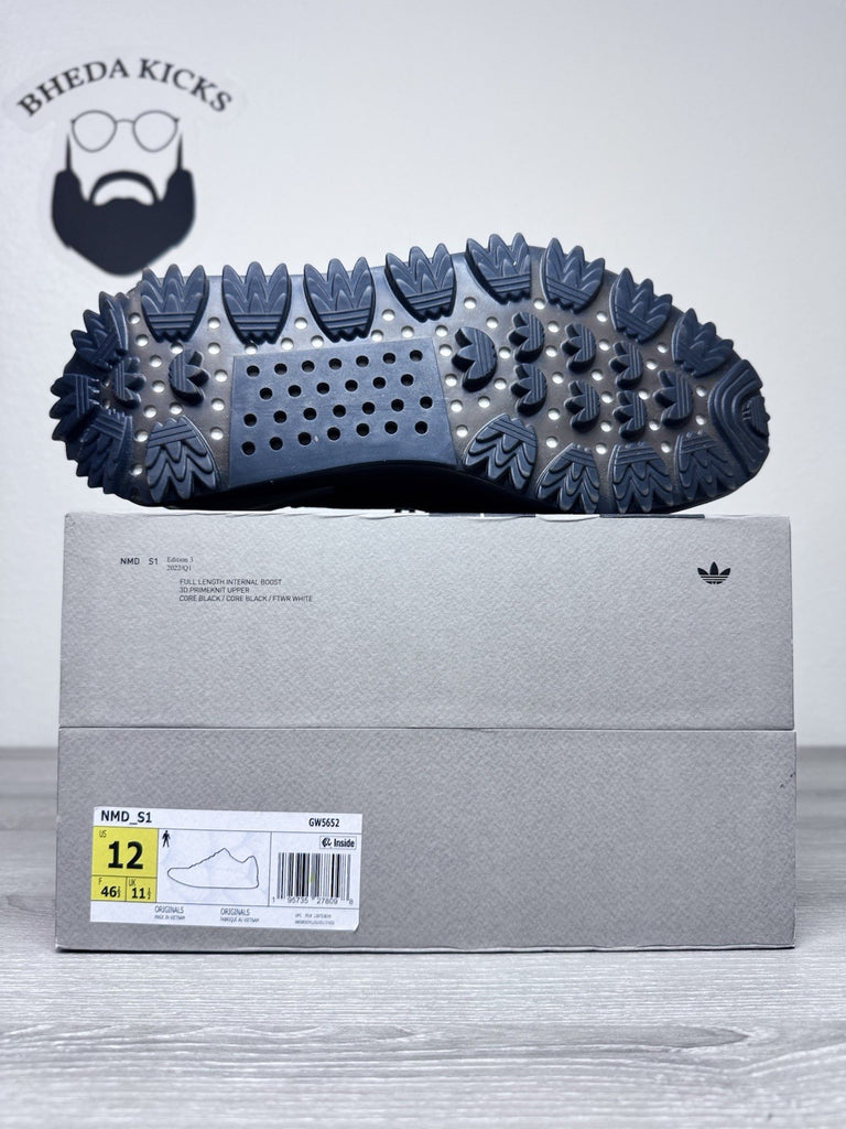 Size 12 - Adidas NMD_S1 Primeknit Core Black Men’s Special Box GW5652 Preowned