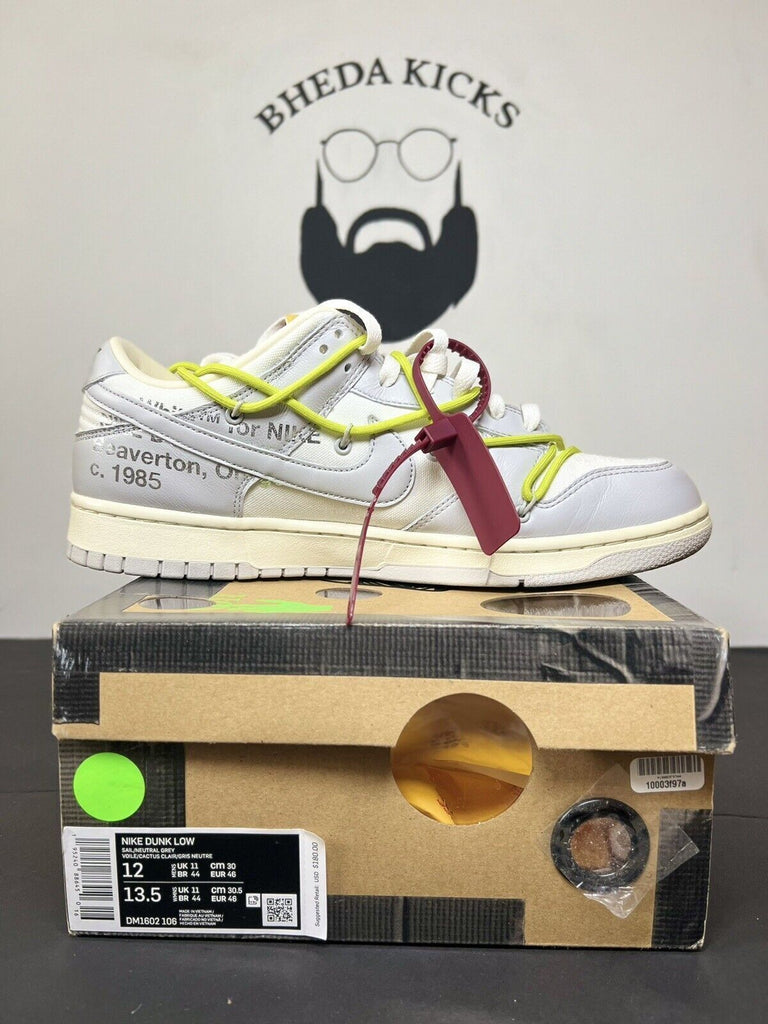 Nike Off-White x Dunk Low Lot 08 of 50 Size 12 DM1602-106 Og Preowned Rare