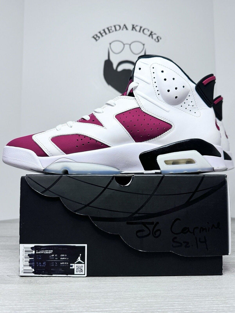 Size 14 - Air Jordan 6 Retro Carmine 384664 160 White Red Black Preowned Og MJ